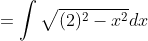 = \int \sqrt{(2)^2-x^2}dx