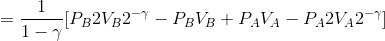 =\frac{1}{1-\gamma}[P_B2V_B2^{-\gamma}-P_BV_B+P_AV_A-P_A2V_A2^{-\gamma}]