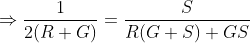 \Rightarrow \frac{1}{2(R+G)}= \frac{S}{R(G+S)+GS}