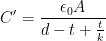 {C}'=\frac{\epsilon _{0}A}{d-t+\frac{t}{k}}