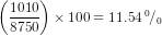 \left ( \frac{1010}{8750} \right )\times 100=11.54\; ^{0}\! /_{0}