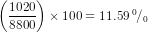 \left ( \frac{1020}{8800} \right )\times 100=11.59\; ^{0}\! /_{0}