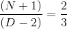 \frac{(N+1)}{(D-2)}=\frac{2}{3}
