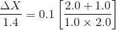 \frac{\Delta X}{1.4}=0.1\left [ \frac{2.0+1.0}{1.0\times 2.0} \right ]