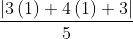 \frac{\left | 3\left ( 1 \right )+4\left ( 1 \right )+3 \right |}{5}