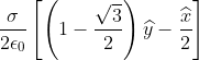 \frac{\sigma }{2\epsilon _{0}}\left [ \left ( 1-\frac{\sqrt{3}}{2} \right )\widehat{y}-\frac{\widehat{x}}{2} \right ]