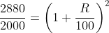 \frac{2880}{2000} = \left ( 1+\frac{R}{100} \right )^{2}