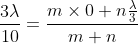 \frac{3\lambda }{10}=\frac{m\times 0+n\frac{\lambda }{3}}{m+n}