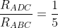 \frac{R_{ADC}}{R_{ABC}}=\frac{1}{5}