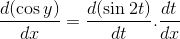 \frac{d(\cos y)}{dx} = \frac{d(\sin2t)}{dt}.\frac{dt}{dx}