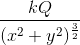 \frac{kQ}{(x^2 + y^2)^{\frac{3}{2}}}