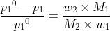\frac{p{_{1}}^{0}-p_{1}}{p{_{1}}^{0}}= \frac{w_{2}\times M_{1}}{M_{2}\times w_{1}}