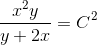 \frac{x^{2}y}{y+2x}=C^{2}