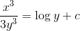 \frac{x^{3}}{3 y^{3}}=\log y+c\\
