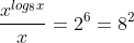 \frac{x^{log_{8}x}}{x}=2^{6}=8^{2}
