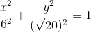 \frac{x^2}{6^2}+\frac{y^2}{(\sqrt{20})^2}=1