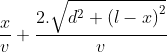 \frac{x}{v}+\frac{2.\sqrt{d^{2}+\left ( l-x \right )^{2}}}{v}