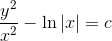 \frac{y^{2}}{x^{2}}-\ln\left | x \right |= c