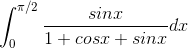 \int_{0}^{\pi/2}\frac{sinx}{1+cosx+sinx}dx