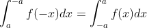 \int_{a}^{-a}f(-x)dx = \int_{-a}^{a}f(x)dx