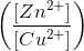 \left ( \frac{\left [ Zn^{2+} \right ]}{\left [ Cu^{2+} \right ]} \right )