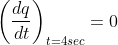 \left ( \frac{dq}{dt} \right )_{t=4sec}= 0