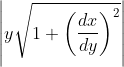 \left | y\sqrt{1+\left (\frac{dx}{dy}{} \right )^{2}} \right |