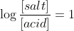 \log \frac{[salt]}{[acid]}= 1
