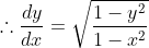 \therefore \frac{dy}{dx}= \sqrt{\frac{1-y^{2}}{1-x^{2}}}
