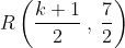 {R}\left ( \frac{k+1}{2}\:,\:\frac{7}{2} \right )