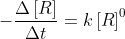 -\frac{\Delta \left [ R \right ]}{\Delta t}=k\left [ R \right ]^{0}