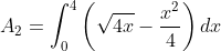 A_{2}=\int_{0}^{4}\left ( \sqrt{4x}-\frac{x^{2}}{4} \right )dx