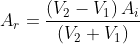 A_{r}= \frac{\left ( V_{2}-V_{1} \right )A_{i}}{\left ( V_{2}+V_{1} \right )}