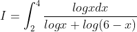 I=\int_{2}^{4}\frac{logxdx}{logx+log(6-x)}