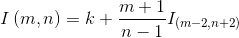 I\left ( m,n \right )=k+\frac{m+1}{n-1}I_{\left ( m-2,n+2 \right )}