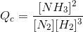 Q_c = \frac{[NH_3]^2}{[N_2][H_2]^3}