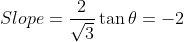 Slope=\frac{2}{\sqrt{3}}\tan \theta =-2