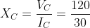 X_{C}=\frac{V_{C}}{I_{C}}=\frac{120}{30}