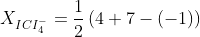 X_{ICI_{4}^{-}}=\frac{1}{2}\left ( 4+7-(-1) \right )