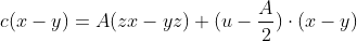 c(x-y)= A(zx-yz) + (u - \frac{A}{2})\cdot (x-y)