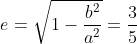e=\sqrt{1-\frac{b^{2}}{a^{2}}}=\frac{3}{5}