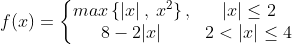 f(x)=\left\{\begin{matrix} max \left\{\left|x\right|,\:x^2\right\}, &|x|\leq 2 \\ 8-2|x| & 2<|x|\leq 4 \end{matrix}\right.