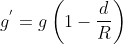 g^{'} = g \left (1 - \frac{d}{R} \right )