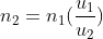 n_{2}=n_{1}(\frac{u_{1}}{u_{2}})