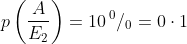 p\left (\frac{A}{E_{2}}\right ) = 10\, ^{0}/_{0}= 0\cdot 1