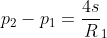 p_{2}-p_{1}=\frac{4s}{R}_{1}