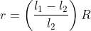 r=\left ( \frac{l_{1}-l_{2}}{l_{2}} \right )R
