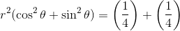 r^2(\cos^2\theta +\sin^2\theta)= \left ( \frac{1}{4} \right )+\left ( \frac{1}{4} \right )