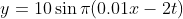 y = 10\sin\pi(0.01x -2t)