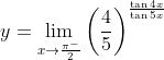 y= \lim_{x\rightarrow \frac{\pi^{-} }{2}}\left ( \frac{4}{5} \right )^{\frac{\tan 4x}{\tan 5x}}